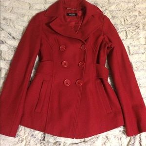 Guess red peacoat